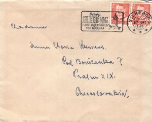 1949 SILKEBORG DENMARK INTERNATIONAL AIRMAIL TO CZECHOSOLOVAKIA PAIR FRANKING