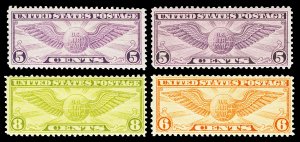 Scott C12,C16,C17,C19 1930-1934 5c-8c Airmail Issues All Mint F-VF H Cat $20