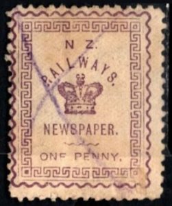 1890 New Zealand Railways Revenue One Penny Newspaper Stamp Used