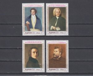 Ajman, Mi cat. 425-428 A. Classical Composers issue. ^