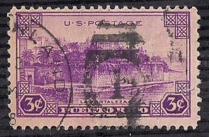 801 3 cent FANCY CANCEL Puerto Rico Territory Stamp used F