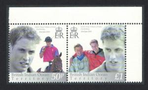 BIOT 21st Birthday of Prince William 2v Top Corner pair SG#286-287