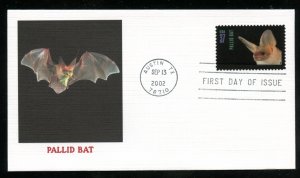 US 3663 American Bats Pallid Bat UA Fleetwood cachet FDC