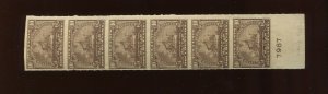 R168a Revenue Mint Plate # 7987 Vertical Strip of 6 Stamps Imperf Between Var.