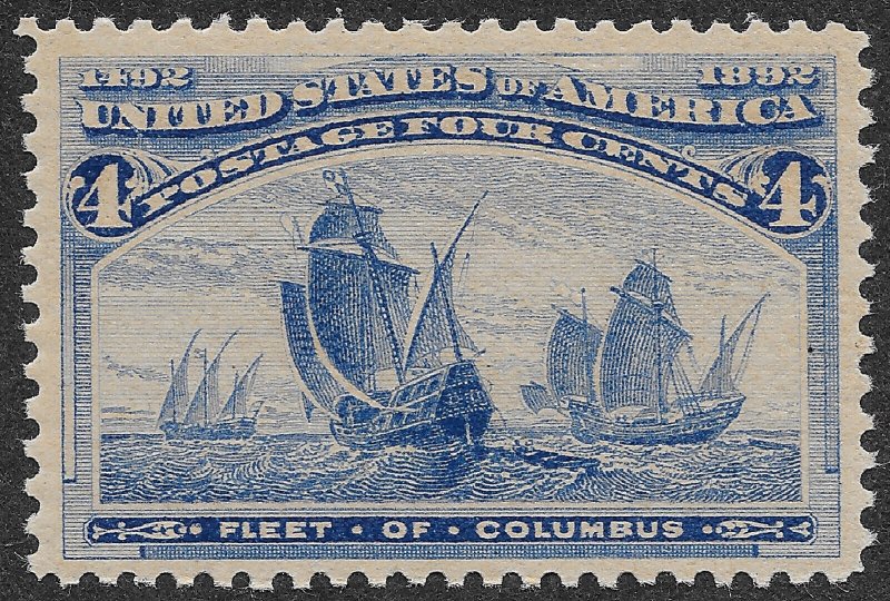 US Stamps Columbian Scott #233 VF MNH 4c Ultramarine Fleet of Columbus SCV $140