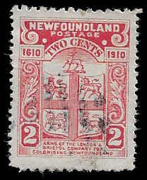 Newfoundland #88 Used; 2c Arms of the Lonon & Bristol (1910)