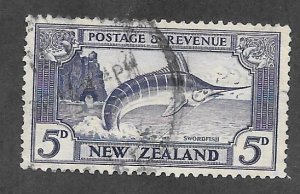 NEW ZEALAND #192 Used 5p Striped Marlin Stamp 2019 CV $35.00