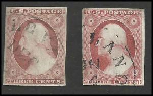 # 11a x 2 Dull Red Used 4 Margins George Washington