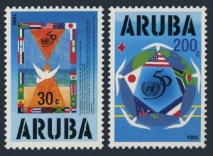 Aruba 116-117,MNH.Michel 154-155. UN-50,1995.Flags,UN Emblem,Dove.