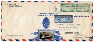 Crosby cachet clipper airmail Guam to USS Relief Haiti returned to Guam, 1939