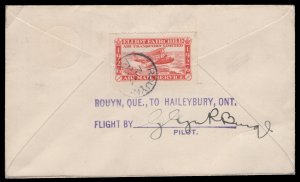 Cl10 1926 Rouyn to Haileybury. Pilot signed. 