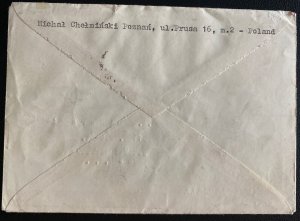 1963 Poznan Poland Balloon Flight Airmail Express Cover To Euclid OH USA