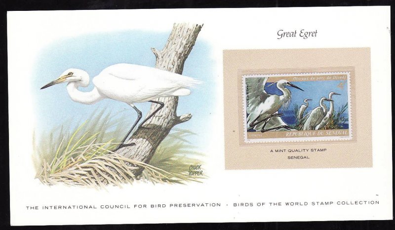 Birds of the World Stamp Collection #17a-Senegal-Mint NH Great Egret stamp & cor