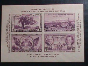 ​UNITED STATES-1936 SC# 778 3RD INTERNATIONAL STAMPS SHOW-VERY OLD IMPERF: S/S