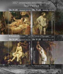 St Thomas - 2019 Artist Rembrandt - 4 Stamp Sheet - ST190203a