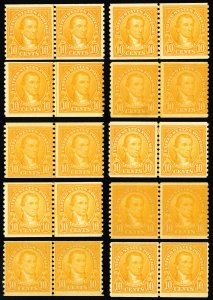 US Stamps # 603 MNH F Generally Fine Lot Of 10 Line Pairs Scott Value $500.00