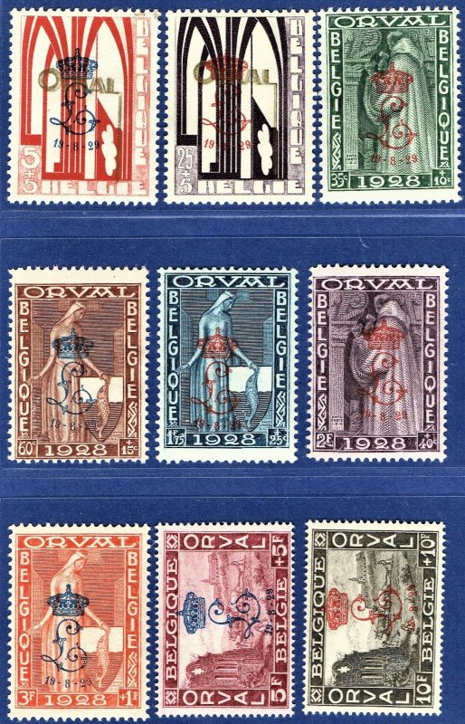 [mag418] BELGIUM 1929 Sc#B69/77 MLH Orval Abbey w/Overprint L Crown Cat:€850