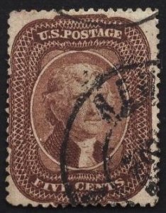 US Stamp #29 5c Brown Jefferson Type I USED SCV $325