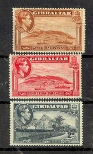 Gibraltar Scott 108a, 109, 110a Mint hinged (Catalog Value $85.00)