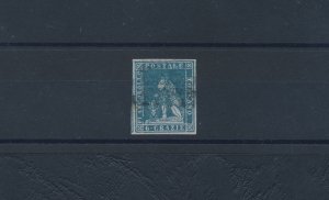 1851 Tuscany, #7, 6 crazies, slate on grey, used, Firme A. Diena and Giulio Bola