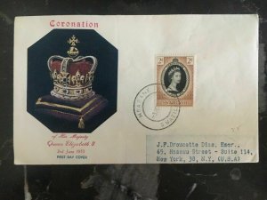 1953 Swaziland Coronation FDC first day cover QE2 Queen Elizabeth II B