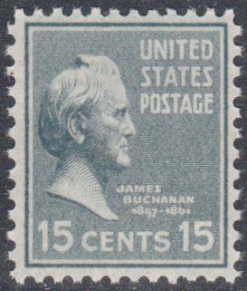 Scott 820    15¢ Buchanan Prexie Single, MNH