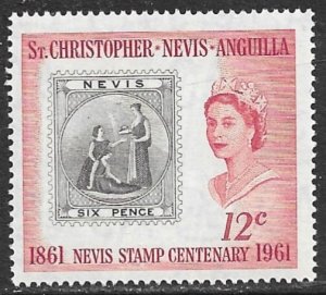 ST. KITTS NEVIS 1961 12c Nevis Stamp Anniversary Issue Sc 141 MNH