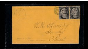 USA #73 Used Pair Tied By Rare Negative Fancy Cancel To MASS Letter Is Enclosed