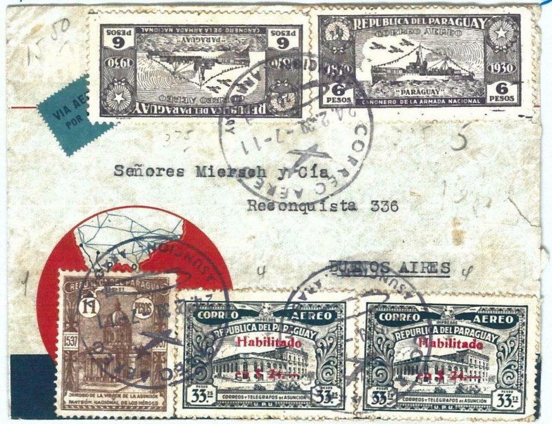69320 - PARAGUAY - POSTAL HISTORY -  AIRMAIL COVER to ARGENTINA 1939