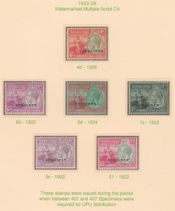 TRINIDAD 1928 KG5 BRITANNIA  SPECIMEN set of 13