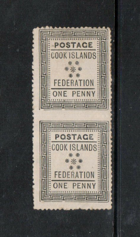 Cook Islands #5a (SG #1a) Mint Imperf Pair Only Six Exist **With Certificate**