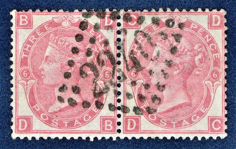 [sto664] 1870 GB  SG#103 pair used canceled with French cancel 2240 Marseille