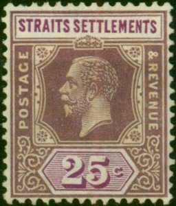 Straits Settlements 1923 25c Dull Purple & Mauve SG234a Die II Type I Fine VLMM