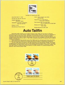 USPS SOUVENIR PAGE CLASSIC AUTO TAILFIN  FIRST CLASS CARD RATE 2 X PAIRS 1995