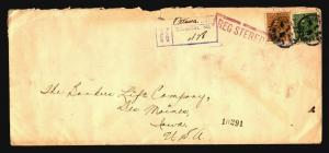 Canada 1926 Registered Cover / Small Top Tear Between Stamps - Z15780