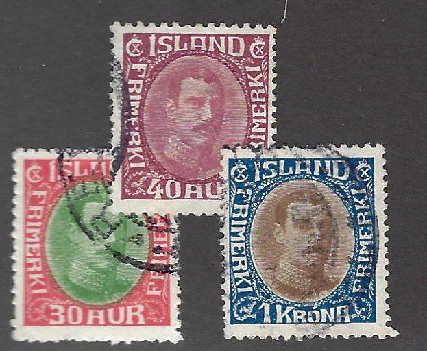 Iceland SC#183-185 Used F-VF SCV$34.25....Fill a Great Spot!