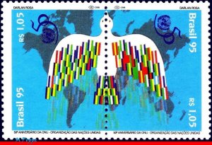 2561a BRAZIL 1995 UNITED NATIONS UN, BIRDS MAPS, MI# 2672-73 RHM C-1971-72, MNH