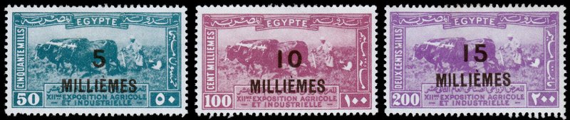 Egypt Scott 115-117 (1926) Mint H VF Complete Set, CV $7.50 C