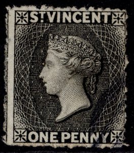 ST. VINCENT QV SG15, 1d black, FINE USED. Cat £15.