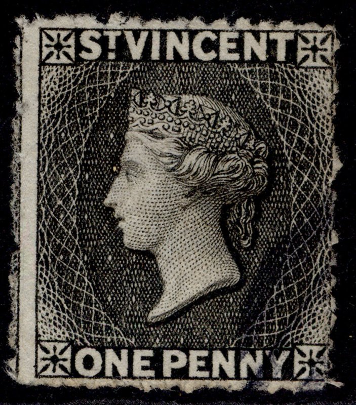 ST. VINCENT QV SG15, 1d black, FINE USED. Cat £15.