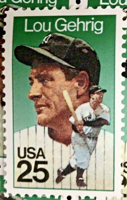 2417 Henry Louis “Lou” Gehrig, Baseball 100 MNH 25 c   FV $25  1989