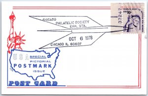 US POSTAL CARD SPECIAL EVENT POSTMARK CHICAGO PHILATELIC SOCIETY EXHIBITION 1978