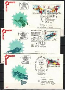 Austria, Scott cat. B335-B338. Innsbruck Winter Olympics. 3 First day covers. ^