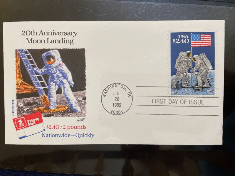 1989 Scott # 2419 20th Anniversary Moon Landing Priority Mail First Day Cover