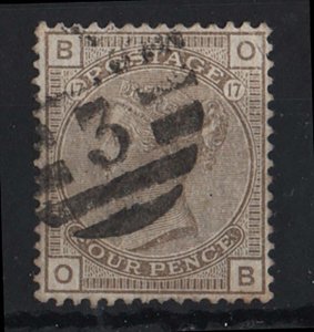 GB 1880 4d plate 17 wmk crown fine used sg160, crisp numeral, well centred cat