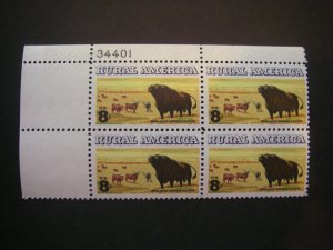 Scott 1504, 8c Rural America - Angus & Longhorn Cattle, PB4 #34401 UL, MNH