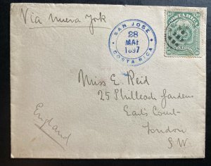 1897 San Jose Costa Rica Cover To London  England Via New York