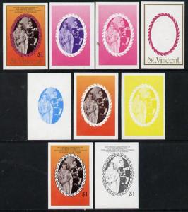 St Vincent 1987 Ruby Wedding $1 (Coronation) set of 9 imp...