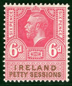 GB IRELAND KGV Revenue Stamp 6d Red & Olive PETTY SESSIONS Mint UM MNH S2WHITE6