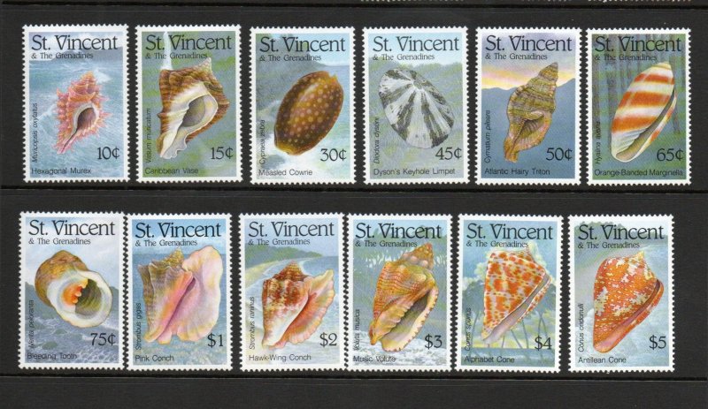 St Vincent#1828-39 Sea shells MNH